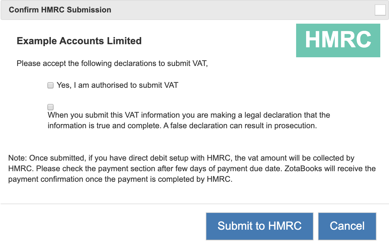 How do I submit my VAT return to HMRC ? ZotaBooks Knowledge Base