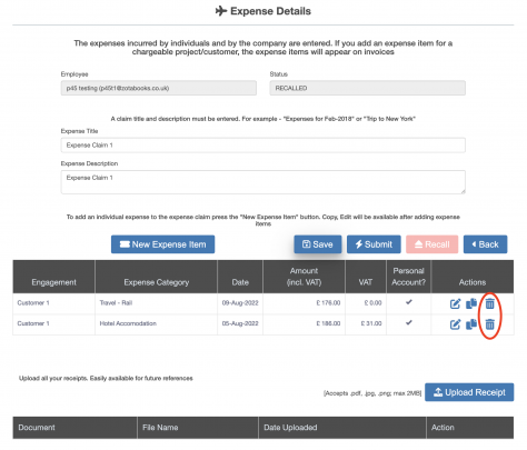 Expenses User Guide – Delete Expense Entry – ZotaBooks Knowledge Base